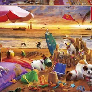 Puzzle Educa 1000 Piezas Perros Jugando En La Playa